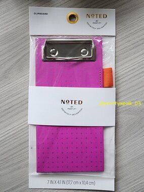 MINI CLIP BOARD HOT PINK  Noted by Post-IT NEW ADORABLE